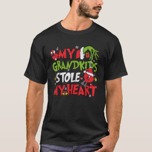 My Grandkids Stole My Heart Christmas Xmas Family T-Shirt