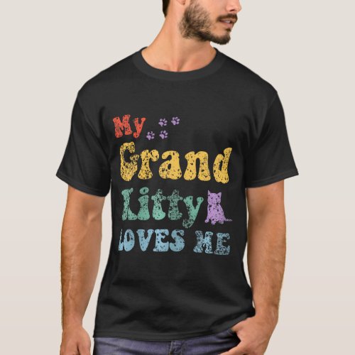 My Grandkitty Loves Me Grandma of Cat Kittens T_Shirt