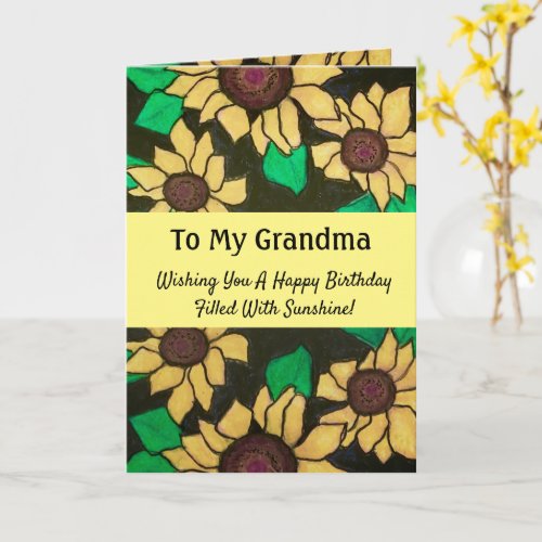 My Grandma Birthday Wishes Joy Sunflowers Card