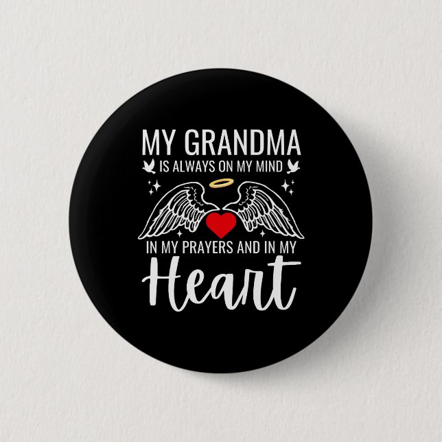 My Grandma Guardian Angel Heaven Memorial Love Mot Button (Front)