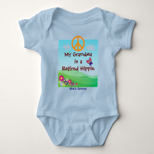 My Grandma is a Retired Hippie baby apparel Baby Bodysuit (Front)