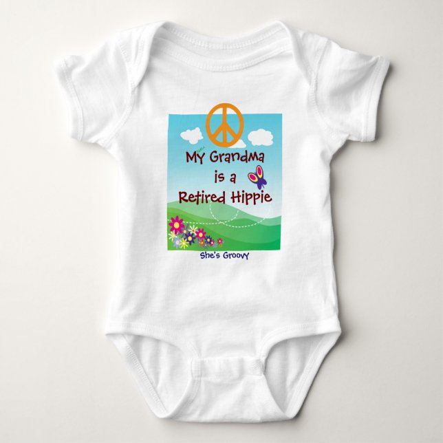 My Grandma is a Retired Hippie baby apparel Baby Bodysuit (Front)