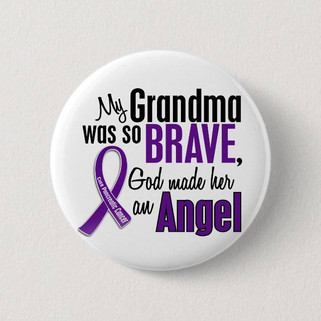 My Grandma Is An Angel Pancreatic Cancer Pinback Button (Front)