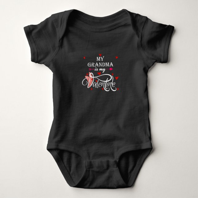 My Grandma Is My Valentine|Valentines Day Grandson Baby Bodysuit (Front)