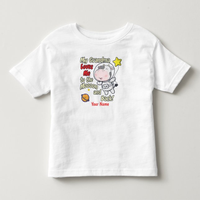 My Grandma Loves Me Cow Astronaut Toddler T-shirt (Front)