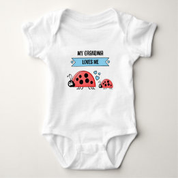 My Grandma loves me ladybugs blue Baby Bodysuit