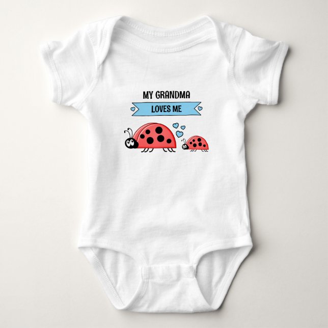 My Grandma loves me ladybugs blue Baby Bodysuit (Front)