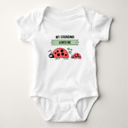 My Grandma loves me ladybugs green Baby Bodysuit