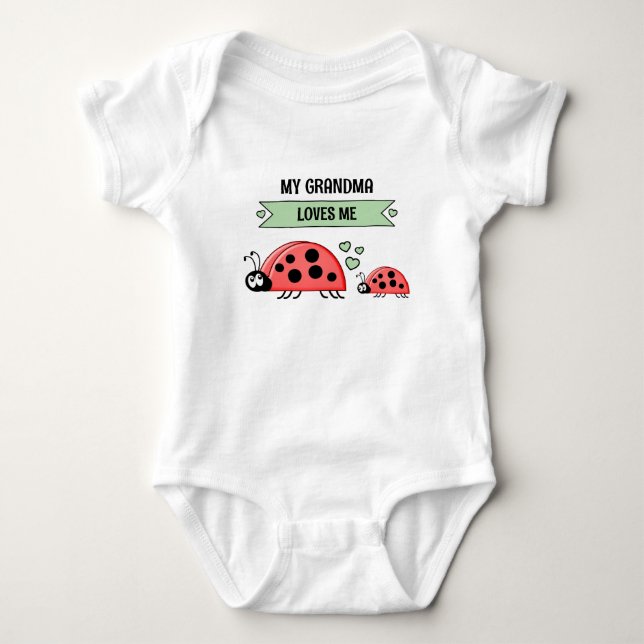 My Grandma loves me ladybugs green Baby Bodysuit (Front)