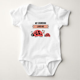 My Grandma loves me ladybugs peach Baby Bodysuit