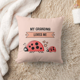 My Grandma loves me ladybugs peach baby Throw Pillow