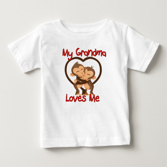 My Grandma Loves Me Monkey Baby T-Shirt (Front)