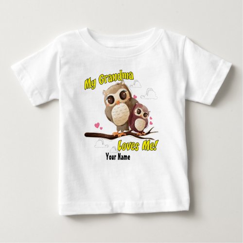 My Grandma Loves Me Owl Baby T_Shirt