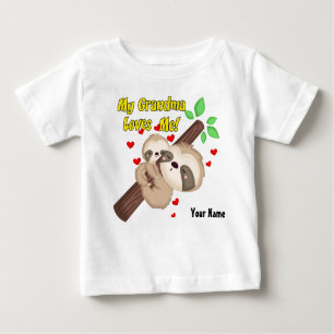 My Grandma Loves Me Sloth Baby T-Shirt