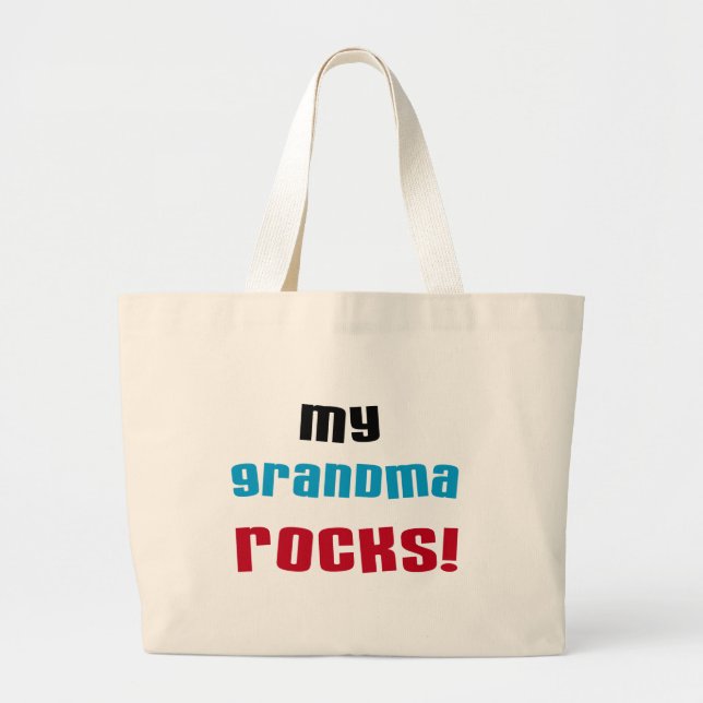 My Grandma Rocks T-shirts and Gifts Large Tote Bag (Front)