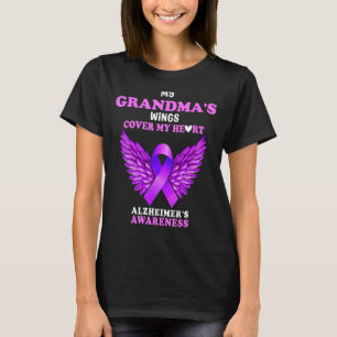 My Grandmas Wings Cover My Heart Alzheimers Awaren T-Shirt