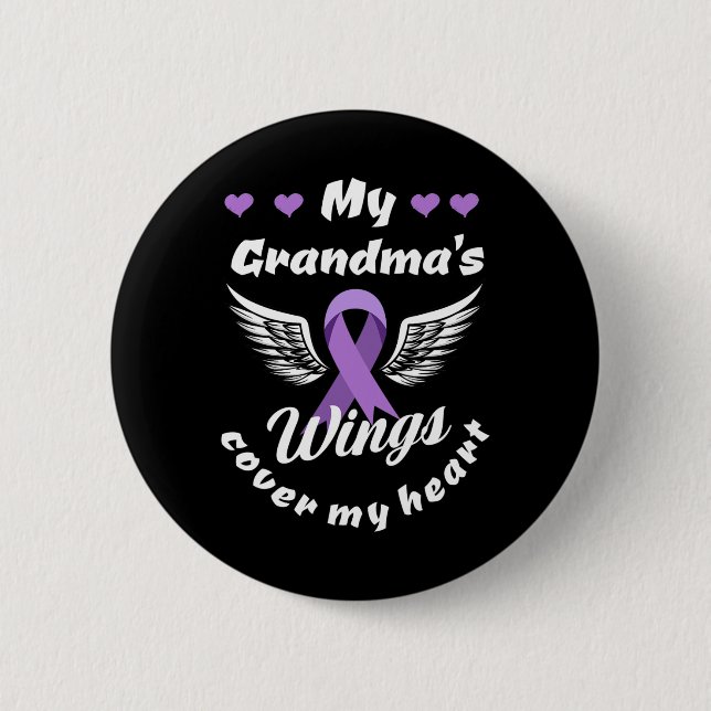 My Grandma's Wings Cover My Heart Overdose Awarene Button (Front)