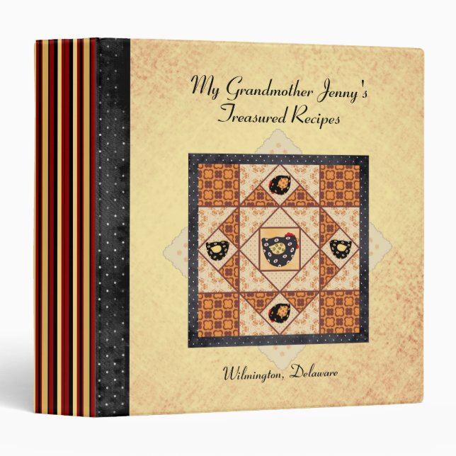 My Grandmother's Treasured Recipes Patchwork Binder (Front/Spine)