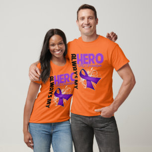 My Grandpa Always My Hero - Purple Ribbon T-Shirt