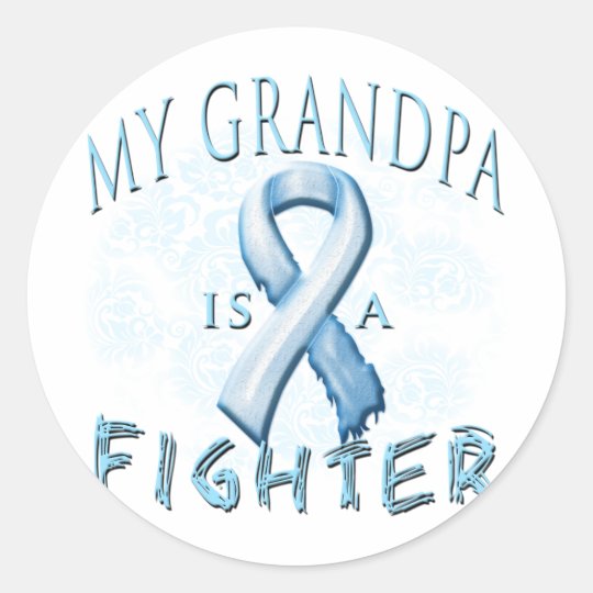 My Grandpa is a Fighter Light Blue Classic Round Sticker