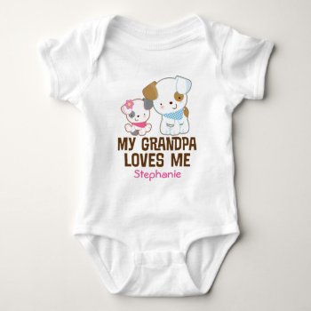 My Grandpa Loves Me Baby Girl Grandchild Shirt by MainstreetShirt at Zazzle