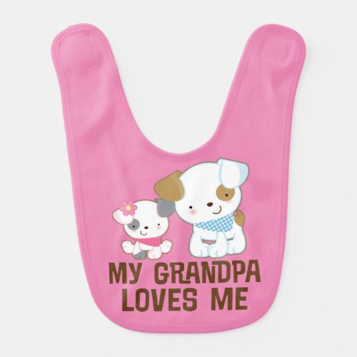 My Grandpa Loves Me Girls Baby Bib