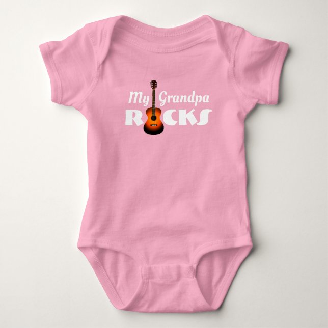 "My Grandpa Rocks!" & Acoustic Guitar  Baby Bodysuit (Front)