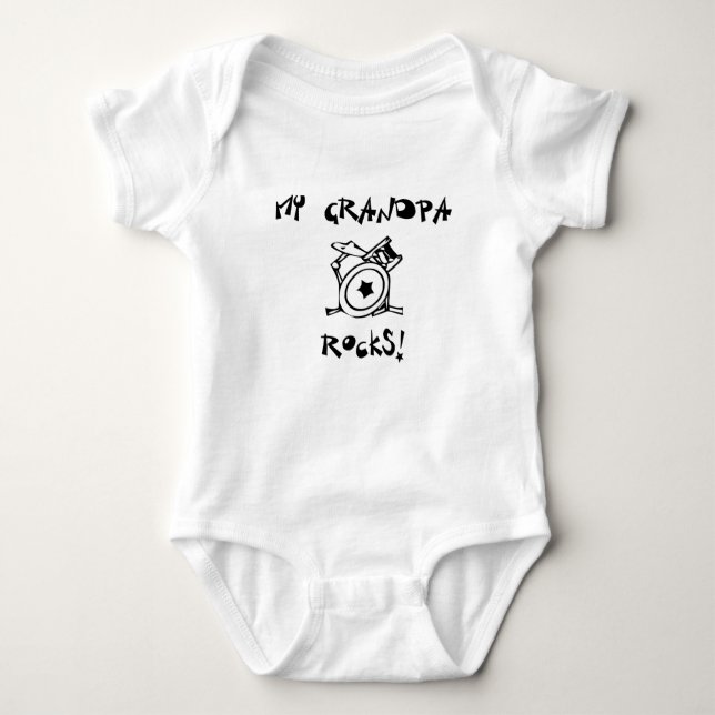 My Grandpa Rocks Drums Baby Bodysuit (Front)