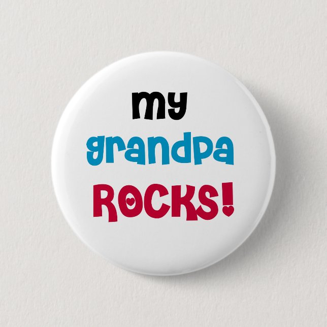 My Grandpa Rocks Tshirts and Gifts Button (Front)