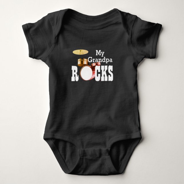 "My Grandpa Rocks!" with Drum Set Baby Bodysuit (Front)