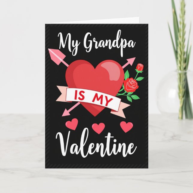 My Grandpa Valentine Heart Striped Card (Front)