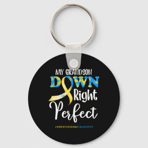 My Grandson Down Right Perfect Down Syndrome Aware Keychain