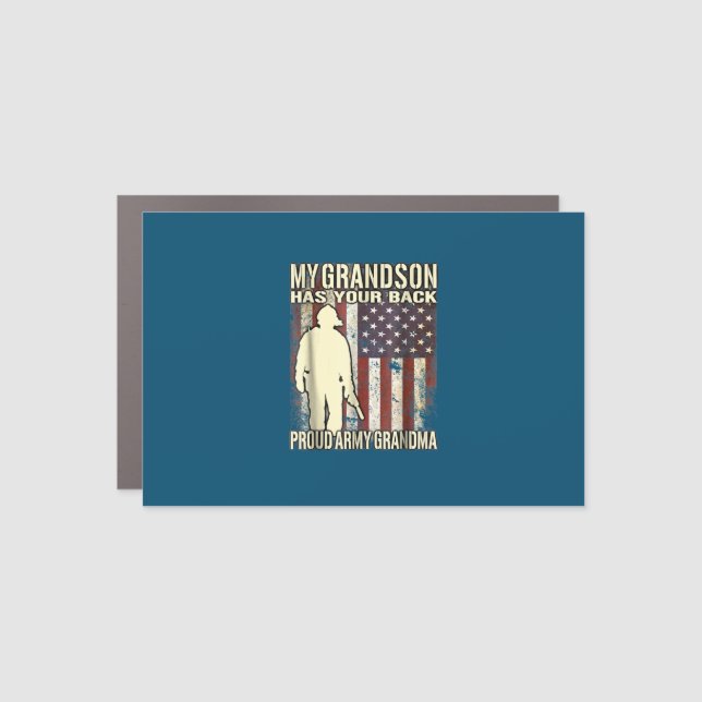 My Grandson Has Your Back - Proud Army Grandma Car Magnet (Front)