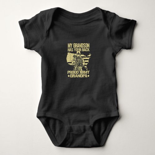My Grandson Has Your Back _ Proud Army Grandpa Baby Bodysuit