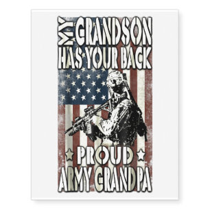 My grandson has your back proud army grandpa gift temporary tattoos