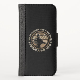 My Grandson Has Your Back Proud Army Mimi Military iPhone X Wallet Case