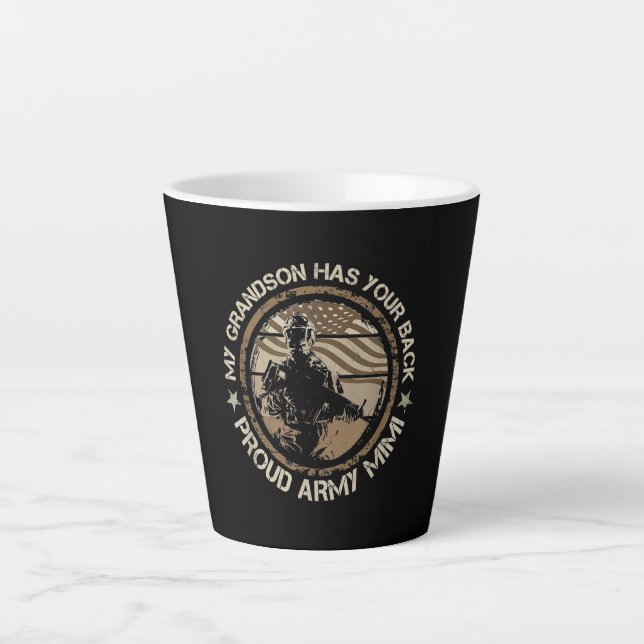 My Grandson Has Your Back Proud Army Mimi Military Latte Mug (Front)
