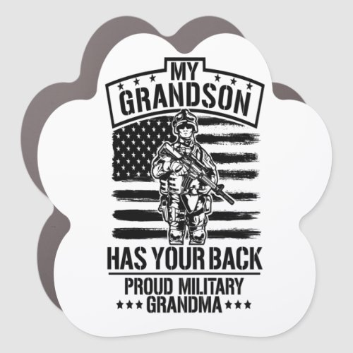 My Grandson Has Your Back Proud Military USA Gift Car Magnet