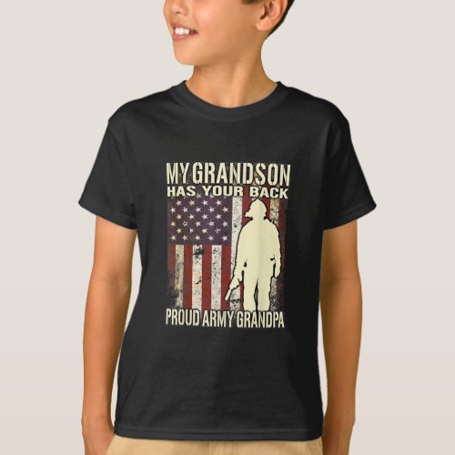 My Grandson Has Your Back _ Us Flag Proud Army T_Shirt