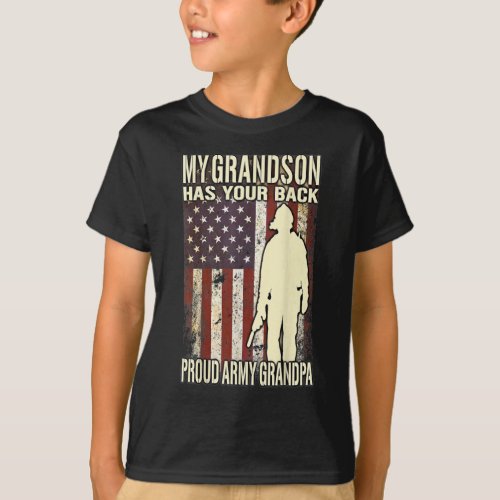 my grandson has your back _ us flag proud army T_Shirt