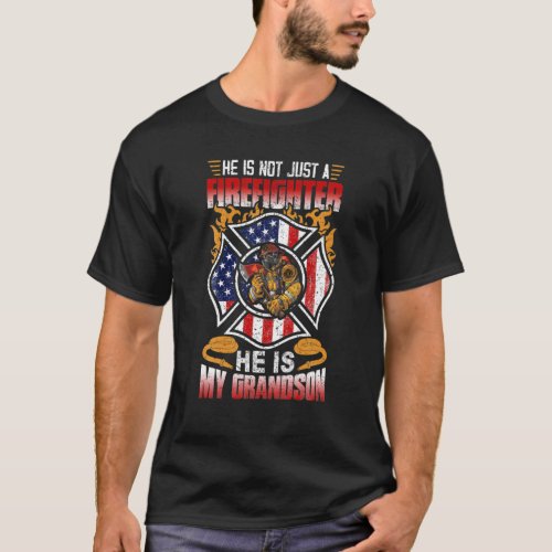 My Grandson Is A Firefighter Proud Grandma Grandpa T_Shirt