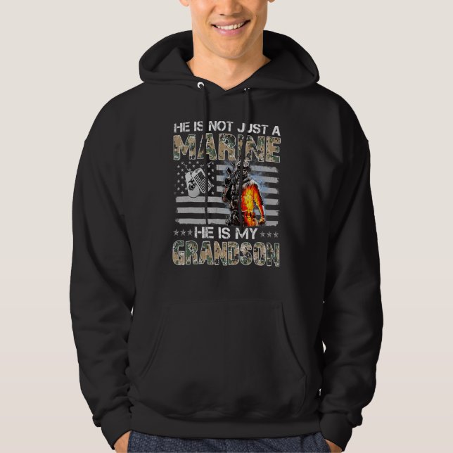 My Grandson Is A Marine Proud Grandma Proud Grandp Hoodie (Front)
