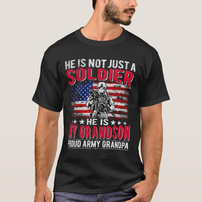 My Grandson Is A Soldier Hero Proud Army Grandpa G T-Shirt (Front)