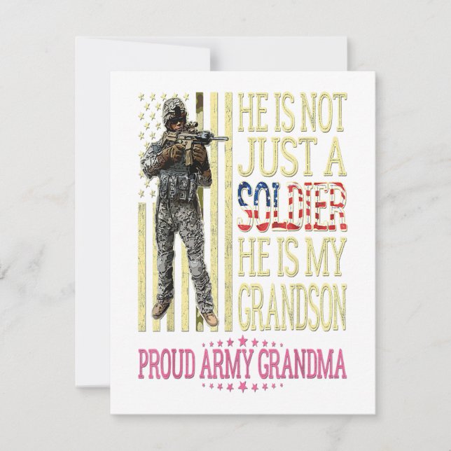 My grandson is a soldier proud army grandma gift invitation (Front)