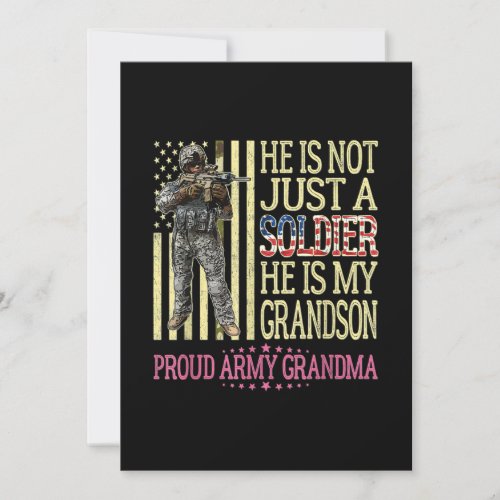 My Grandson Is A Soldier Proud Army Grandma Invitation