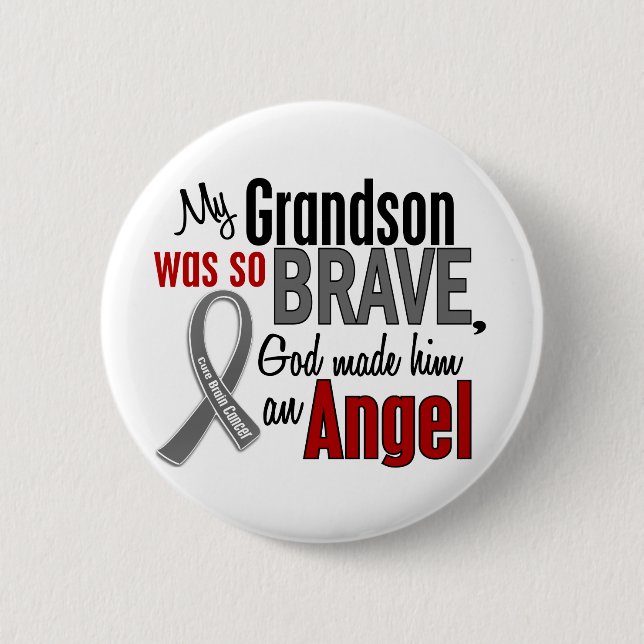 My Grandson Is An Angel 1 Brain Cancer Button (Front)