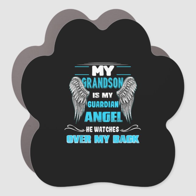 My Grandson Is My Guardian Angel Car Magnet (Front)