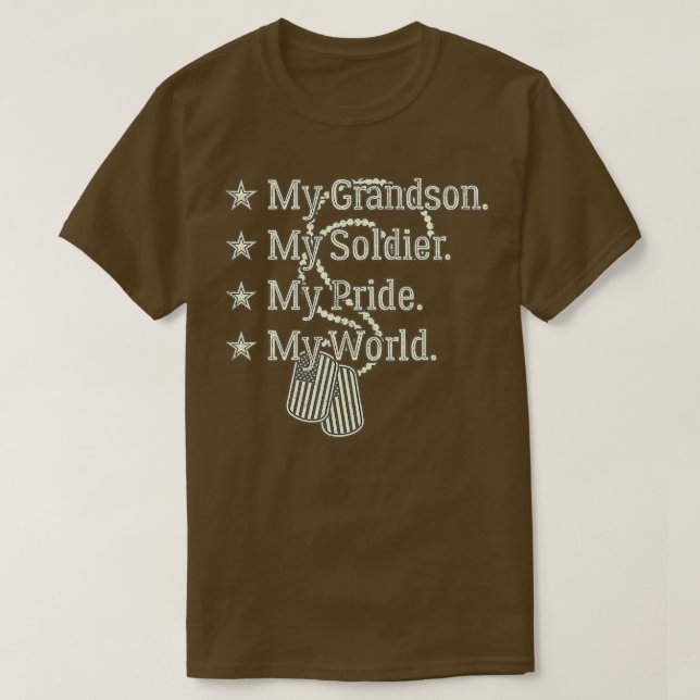 My Grandson My Soldier Hero Proud Military Grandpa T-Shirt (Design Front)