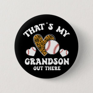 My Grandson Out There Gifts Women Baseball Grandma Button