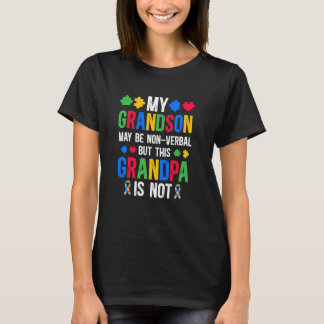 My Grandson Proud Autism Grandpa Autism Warrior Gr T-Shirt